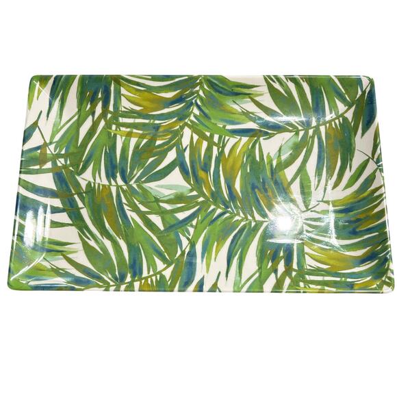 Tommy Bahama Large Platter with Sides 17 x 10 in Leaf Pattern Melamine Very Nice - Picture 1 of 12